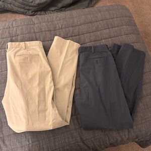 Men's LL Bean Creased Tan and Navy Pants